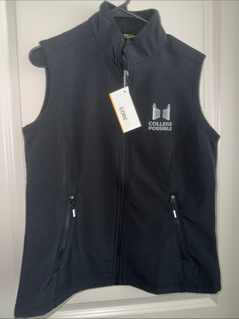 NWT Ladies Black Core 365 Full-Zip Vest with College Possible Logo